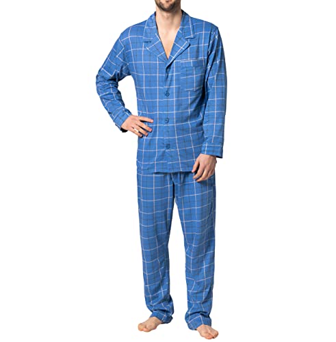 Pyjama homme respirant en coton thermorégulateur manches longues bleu S