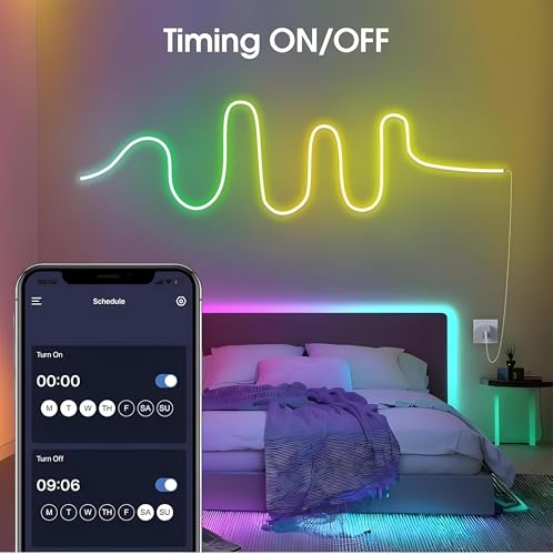 Image of Smart RGBIC Neon Strip 5m, IP65 Flexible & Foldable, Music Modes, App Control, Timer, Dynamic Modes, Powered for Adapter, TV, Power Bank (RGBIC NEON)