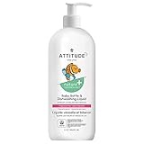 ATTITUDE Baby Dish Soap, Non-toxic, Plant-based, White, Pear, Fragrance-Free, 33.8 Fl Oz