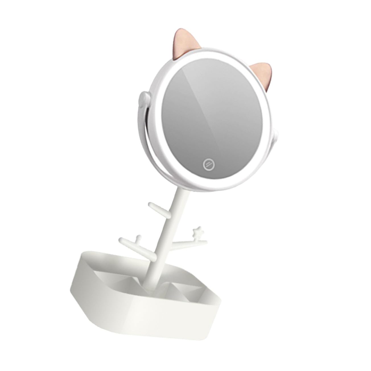 Miroir maquillage LED avec rangement et miroir de table pivotant à variateur intelligent