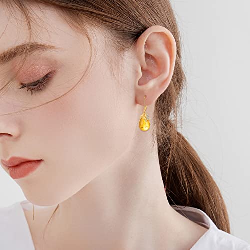 Image of TIGER RIDER Bee /Butterfly /Scorpion /Cactus /Leaf /Beetle 925 Sterling Silver French Clasp Leverback Earrings Amber /Crystal /Citrine /Moonstone /Obsidian /Jade /Rose quartz Pendant Jewelry Gift for Women