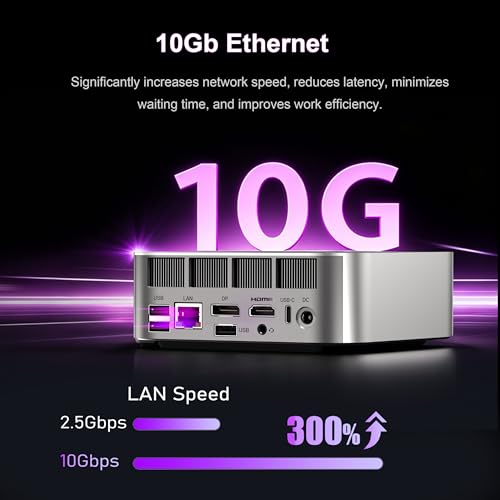 Image of Beelink SER10 MAX Mini PC, AMD Ryzen AI 9 HX 470 Mini Computer (12C /24T, up to 5.2GHz), 32GB DDR5 RAM 1TB NVMe SSD, 86 Tops Mini AI PC, Wi-Fi 6, BT5.2,10G LAN, USB4 /40Gbps, HDMI+DP Triple 4K Display