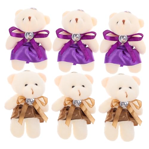 Yardwe 10 Piezas colgante de oso navideños san valentín accesorios para moviles mini Suave colgantes de la cadena clave colgantes de bolsa de oso de peluche algodón