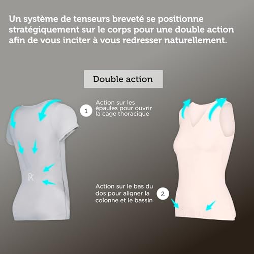 PERCKO - T-Shirt Discret pour Homme - Technologie Brevetée - Soulage le Mal de Dos - Manches Courtes - Col V - Noir - Taille H1 P4 – vue 4