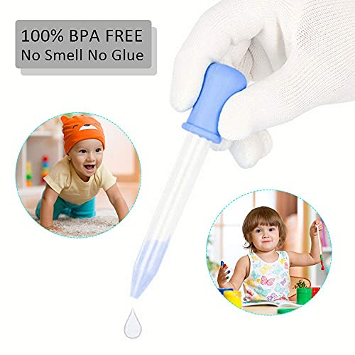 Image of HiMo 10 Pack Liquid Pipettes Droppers Silicone 5ml Clear Medicine Eye Dropper for Kids with Bulb Tip & Clean Brush for Candy Mold, Gummy Bear, Gelatin Maker, Oil Science, Crafts Projects (10 Colors)