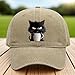 Feral but Fashionable–cat Hat Edition, Grumpy Cat Coffee Cap, Cotton Snapback Baseball Cap，Unisex Adjustable Frownster Cat Hat (US, Alpha, Medium, Large, E)