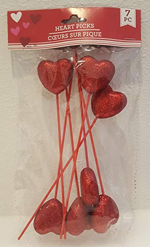 Heart Picks - Red Valentine's Day Floral Picks - 7 Piece