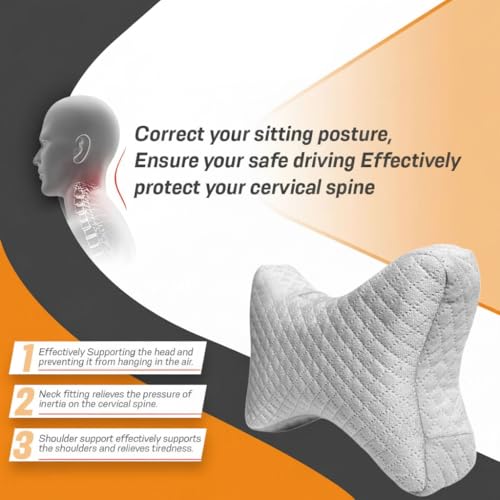 Image of Car Neck Rest Pillow | Ultrasoft Pillow for Comfortable Car Rides |Headrest Pillow Pack of 2 | Memory Foam| Best for Long & Short Travel |Memory Foam Car Seat Head Rest Pillow for Neck Grey