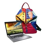 Mochila unisex de piel auténtica con diseño de arcoíris, color negro, estilo bohemio, vintage, organizador de viaje con múltiples bolsillos para tabletas, paraguas, documentos, etc