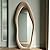 Honyee Full Length Mirror, 63" x 24" Wall Mirror, Flannel Wrapped Wooden Frame Floor Mirror, Irregular Wavy Mirror Hanging or Leaning Against Wall for Cloakroom/Bedroom/Living Room, Milk Tea