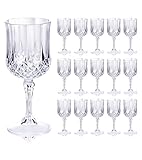 Ciaell 24PCS Plastic Wine Glasses - 7 Oz Plastic Goblets for Party - Clear Vintage Drinking Glasses - Disposable Water Goblets Set for Wedding, Bar, Wine, Beer, Juice, Cocktail, Whiskey