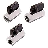 3 Pcs Brass Mini Ball Valve NPT Chrome Plated Shut Off Valve 1/4 NPT Female x 1/4 NPT Female