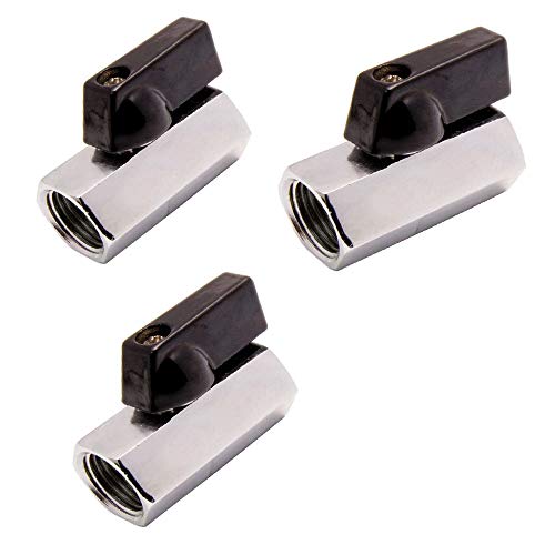 Mini válvula de bola NPT de latón cromado con rosca hembra de 1/4 (pack de 3 piezas)