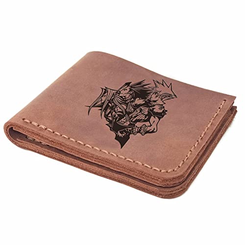 FF Crisis Core Group Leather Wallet Mens Gamer Wallet, Gamer Gifts Personalized Mens Wallet Christmas Gift for Him, Custom Leather Wallet Handmade Husband Gift Boyfriend Gift Geek Gift k5564