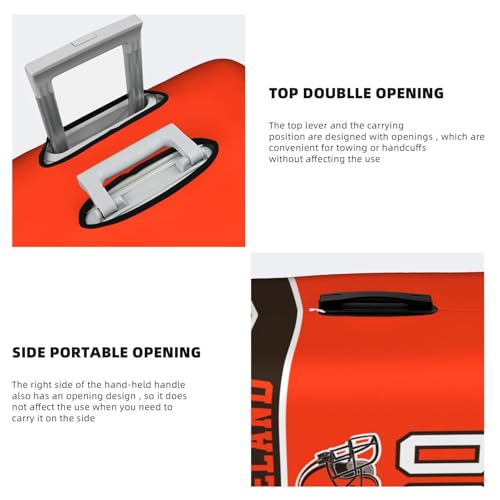 Image of Custom Football Luggage Cover Personalized Cleveland Suitcase Cover with Name Number Customized Washable Elastic Sports Travel Suitcase Protector for Business Vacation Gifts