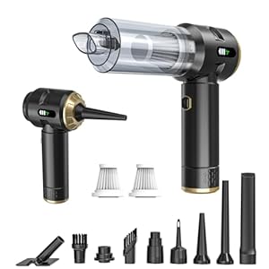 Higoom Schnurloser Handstaubsauger,Wiederaufla... Staubbläser,22000PA Starke Saugkraft,Mini-Autostaubsauger für Die Tiefenreinigung von Haus,Auto und Tierhaaren (Schwarz-Gold)