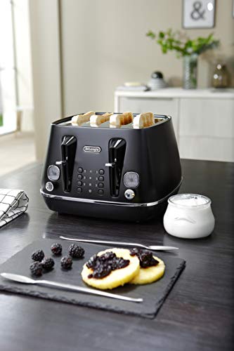 De'Longhi Distinta X CTIN4003.BK Designer 4 Slice Toaster, Variable Browning Control, Reheat/Defrost/Bagel Function -Black - Image 4