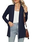 Micoson Women's Lightweight Long Sleeve Open Front Cardigan Dressy Casual Loose Cover up Navy Blue M