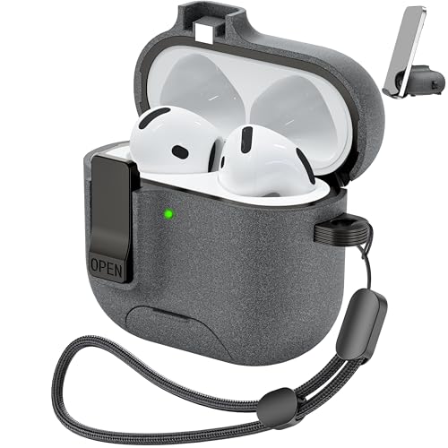 Coque AirPods 4 antichoc avec kit de nettoyage et béquille réglable protection noire