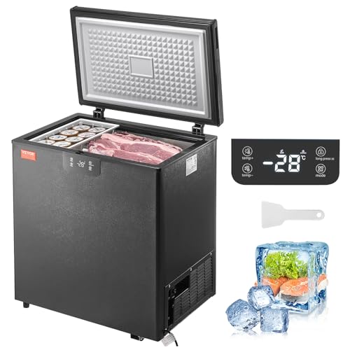 Image of VEVOR Chest Freezer, 5 Cu.ft Compact Deep Freezer, Free Standing Top Open Door Compact Freezers with 2 Removable Baskets & Adjustable Thermostat, Energy Saving & Low Noise, Black