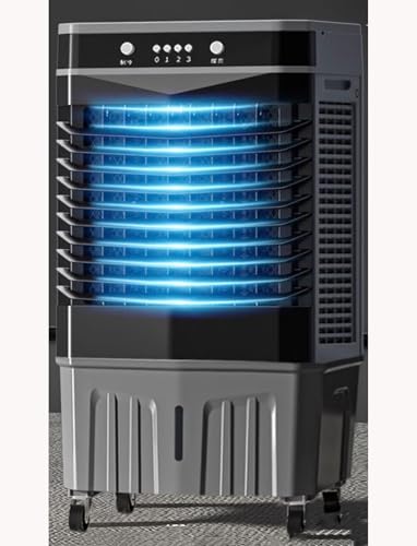 Ventilador portátil de aire acondicionado con 3 velocidades, temporizador de 12 horas, oscilación de 120°, tanque de agua grande, para habitaciones de hasta 120-150㎡