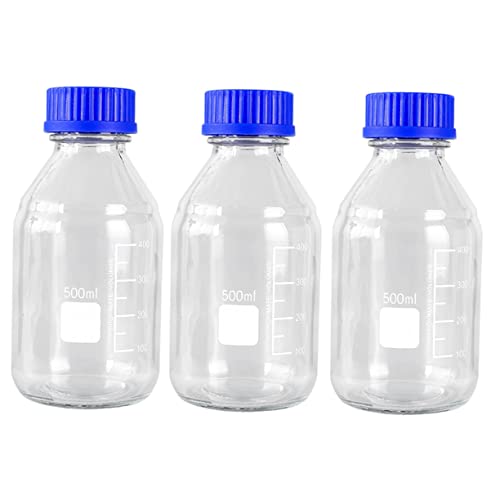 JEWEDECO 3pcs Glass Chemical Reagent Bottles Sealing Cap Leak Sample Containers for Laboratory and Industrial Use Lightweight and Portable for Chemical Storage