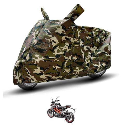 Image of Auto Hub Waterproof Bike Cover Compatible with KTM Duke 250 Dustproof, UV Protection Two Wheeler Bike Duke 250 Cover - Army Print