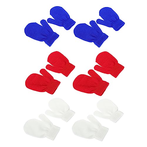 FRCOLOR 6Pairs Winter Mittens Comfortable Knitted Gloves for Boys and Warmth Retention for Outdoor Activities Easy to Wear Years Old Each