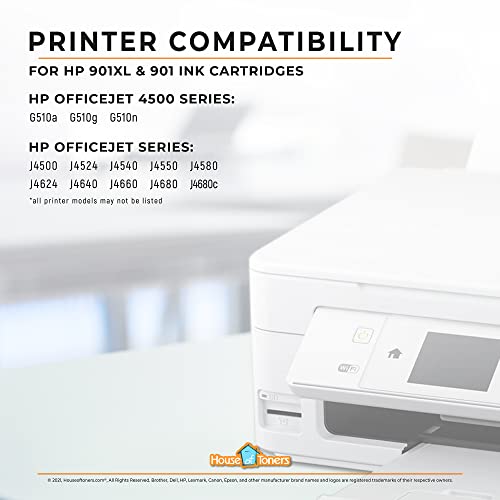 Houseoftoners Compatible With Hp 901Xl Black & Hp 901 Color Remanufactured Ink Cartridges (1 Black & 1 Color, 2-Pack) #TOP5