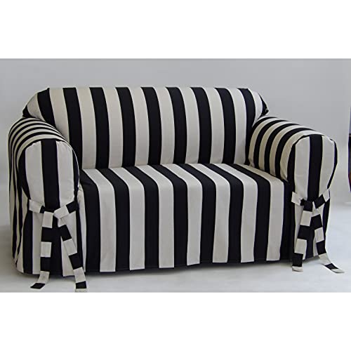 Classic Slipcovers Cabana Stripe One Piece Sofa Slipcover Navy And White Stripe #TOP1