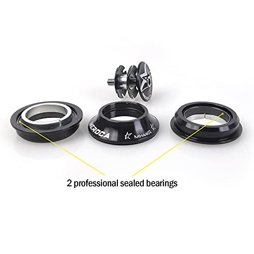 ThinkTop Bicycle Bearing Headset, 44mm Aluminium Alloy Bike Front Fork Stem Headset Replacement for 28.6 mm Threadless Fork Stem