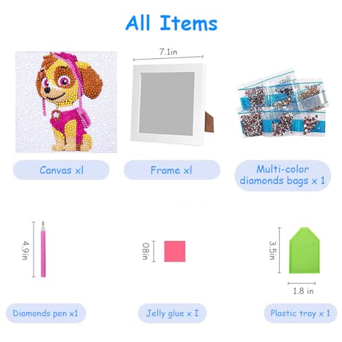 Image of PATPAT 5D Diamond Painting Kits for Kids 5D Diamond Painting with Frame, Arts and Crafts for Kids Gem Stickers by Number Kits DIY Painting Arts Crafts Supply Set