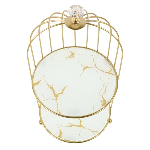 MUCKLILY Présentoir À Gâteau De Mariage À 2 Niveaux En Métal En Forme De Cage À Oiseaux Présentoir À Cupcakes Desserts Organisateurs De Bijoux Aliments Fruits Bonbons Plateau De Service