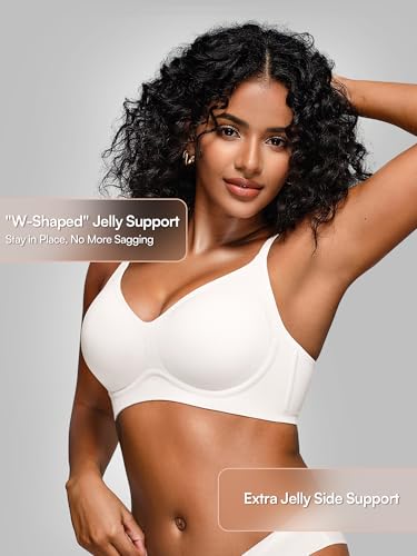 Image of Wireless Jelly Bras for Women No Underwire - S-2XL Seamless Padded T-Shirt Bralette with Support, Comfortable Everyday Bra