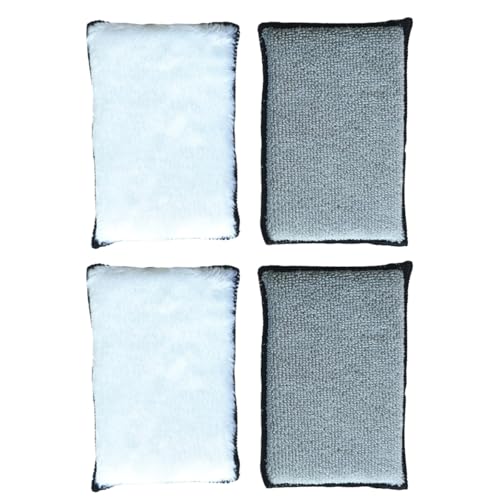 4 Pcs Car Double Sided Velvet Towel Car Sponge Scrubber Detailing Pads Double Sided Reusable Interior Scrubber Detailing Pads Scrubbing Sponge Pad for Leather Plastic and Upholstery Maintenance