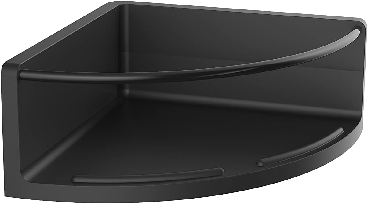 emco Round Corner Basket without Drilling for Wall Mounting I Shower Shelf for Gluing or Screwing Made of Metal I Shower Shelf for Bathroom Utensils in Matt White