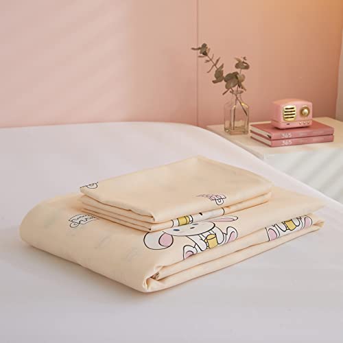 Kawaii Bedding Set Twin Cute Bunny Printed Duvet Cover Twin Preppy Aesthetic Cotton Shabby Chic Girls Kids Soft Pink Animal Rabbit Pattern Bedding Duvet Cover Set With 2 Pillow Shams, No Duvet #TOP6