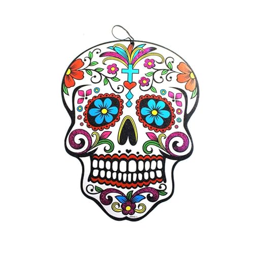 Pendente decorativo design de caveira floral estilo dia dos mortos para o Halloween