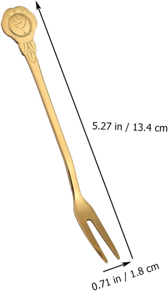 10pcs Stainless Steel Two-tine Fruit Forks Decorative Dessert Appetizer Forks for Home Party Serving
