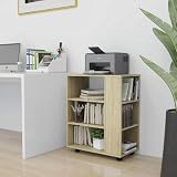 LoogCape Rollschrank Sonoma-Eiche 60x35x75 cm Holzwerkstoff Rollcontainer mit 4 Rollen 2 feststellbar abschließbar für Büro Ablage Stauraum und Ordnung