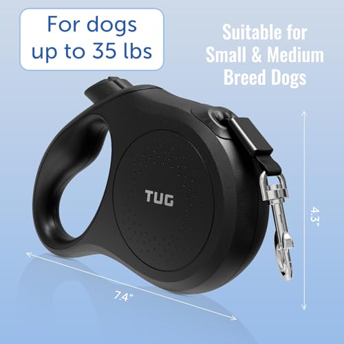TUG Quest Retractable Dog Leash | 360° Tangle-Free Retraction | 16 ft Strong Nylon Tape (Small, Black) by TUG - Image 5
