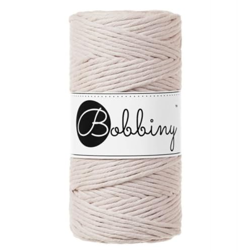 Bobbiny – Cordon en macramé simple, épaisseur 3 mm, 100 m, nude
