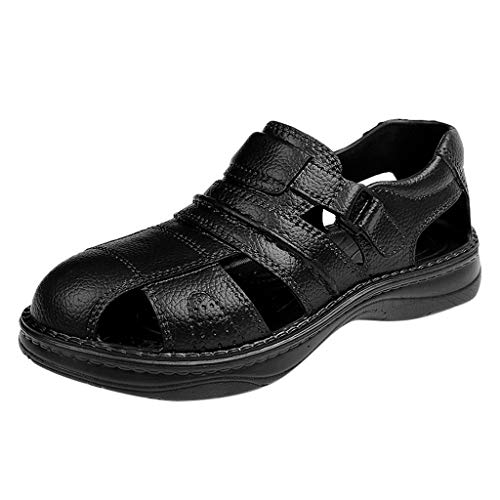 KEERADS Men's Casual Beach Shoes Hole Wading Shoes Thick-Soled Non-Slip Openwork Shoes (40-45) Black