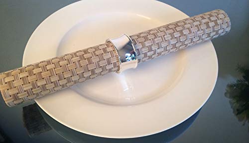 image for Elehere Beaded Napkin Rings Set of 12 Vintage Silver Plated Napkin Hol