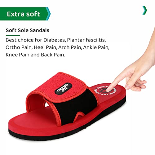 Image of ORTHO JOY Men's Orthopedic Slippers - Adjustable Velcro Strap, Soft Cushioned Footbed & Anti-Skid Comfort Sandals