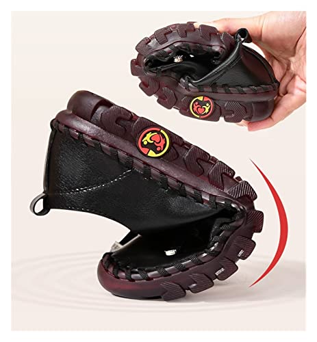 DAGY Women's Loafers & Slip-ons,Orthofit for Women Leather Shoes for Women Handmade Round Toe Non-Slip Breathable Mom Shoes3