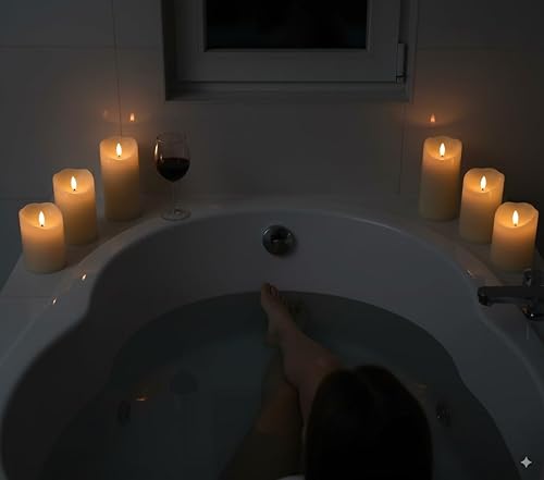 Miniatura 6 de VENTA Set of 3 Warm Ivory Pillar Candles | Real Wax Battery Operated Candles with Flickering Flame | Timeless Year-Round Decor for Weddings, Mantels