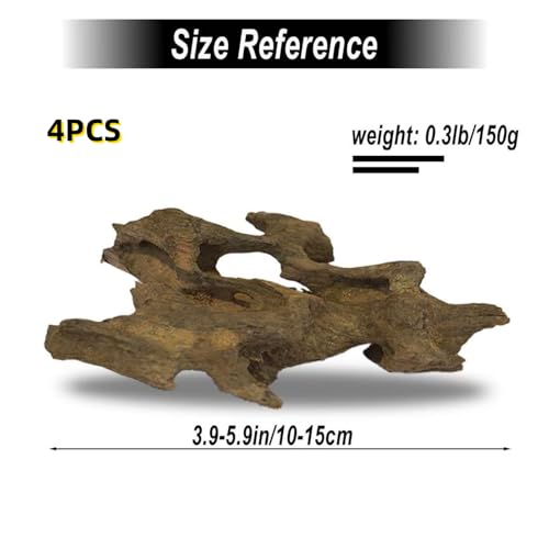 Image of 4 Pcs Natural Aquarium Driftwood Shrimp Wood, 3.94-5.91 inch (10-15cm) Assorted Branches & Trunk, Terrarium Ornament & Habitat Decor for Fish, Shrimp and Reptiles
