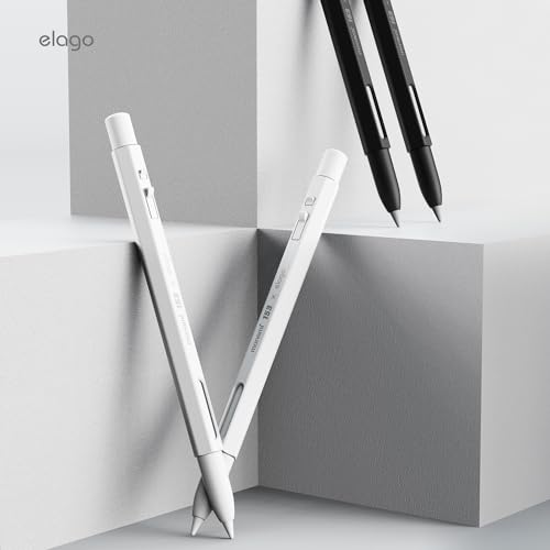 Image of elago x MONAMI Compatible with Apple Pencil Pro Case & Apple Pencil 2nd Generation Case, Compatible with Magnetic Charging, Double Tap, Squeeze (Must Read Installation Instructions) (Pale White)