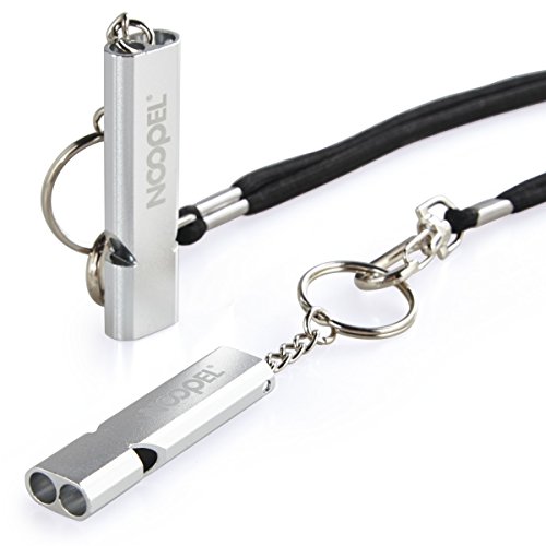 Emergency Survival Whistle Noopel Double Tubes Safety Whistles 2 pack with lanyard and keychain for Boating Outdoor Camping Hiking Backpacking Sports Dog Training